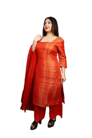 Brocade kurta with plazzo and dupatta